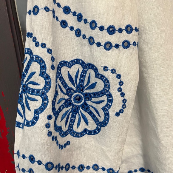 J Crew Linen Top White Eyelet Embroidered - Picture 6 of 7